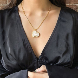 Deco Heart Locket (Ivory) - Gold